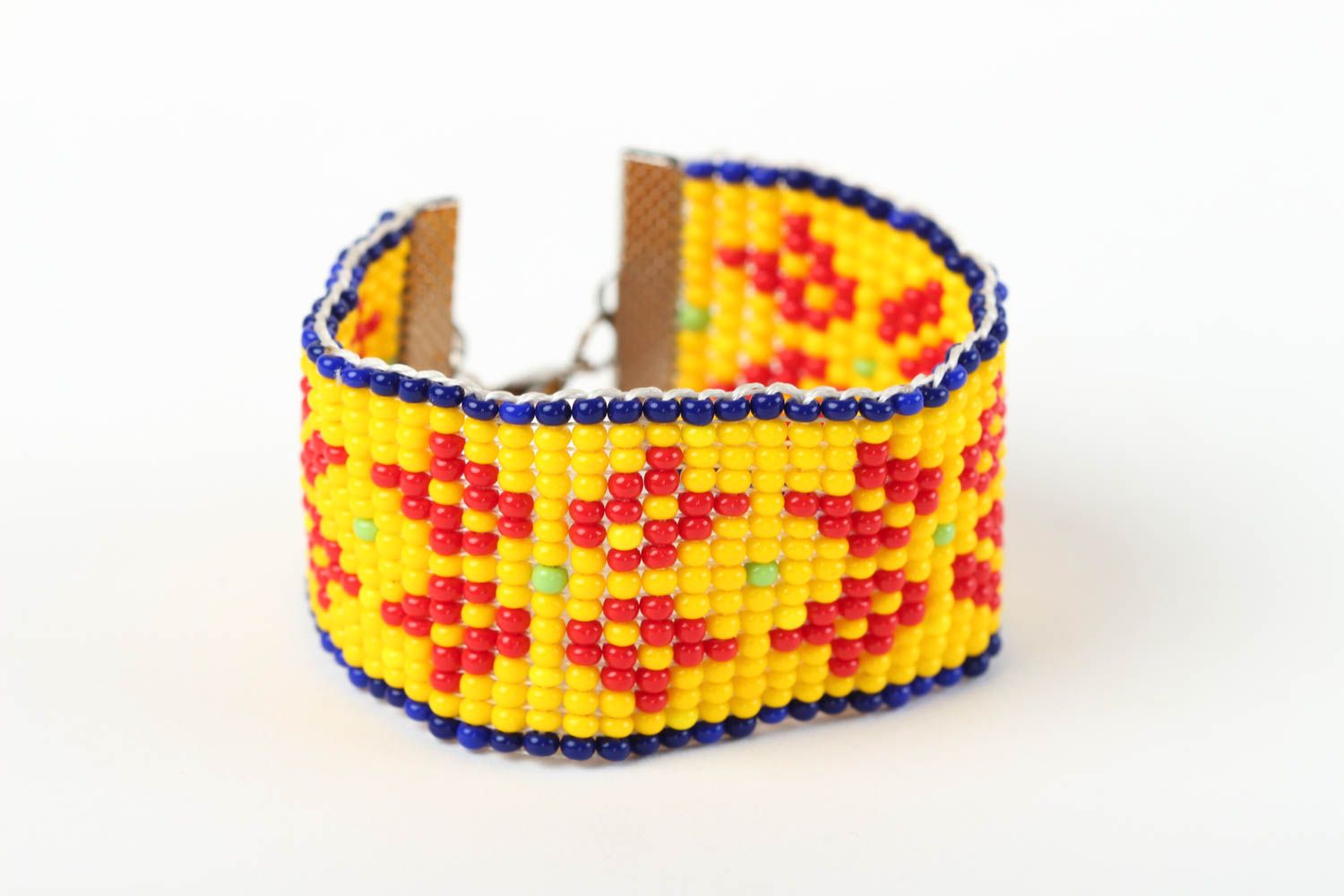 Bright yellow and red beads handmade line bracelet for young girls photo 3