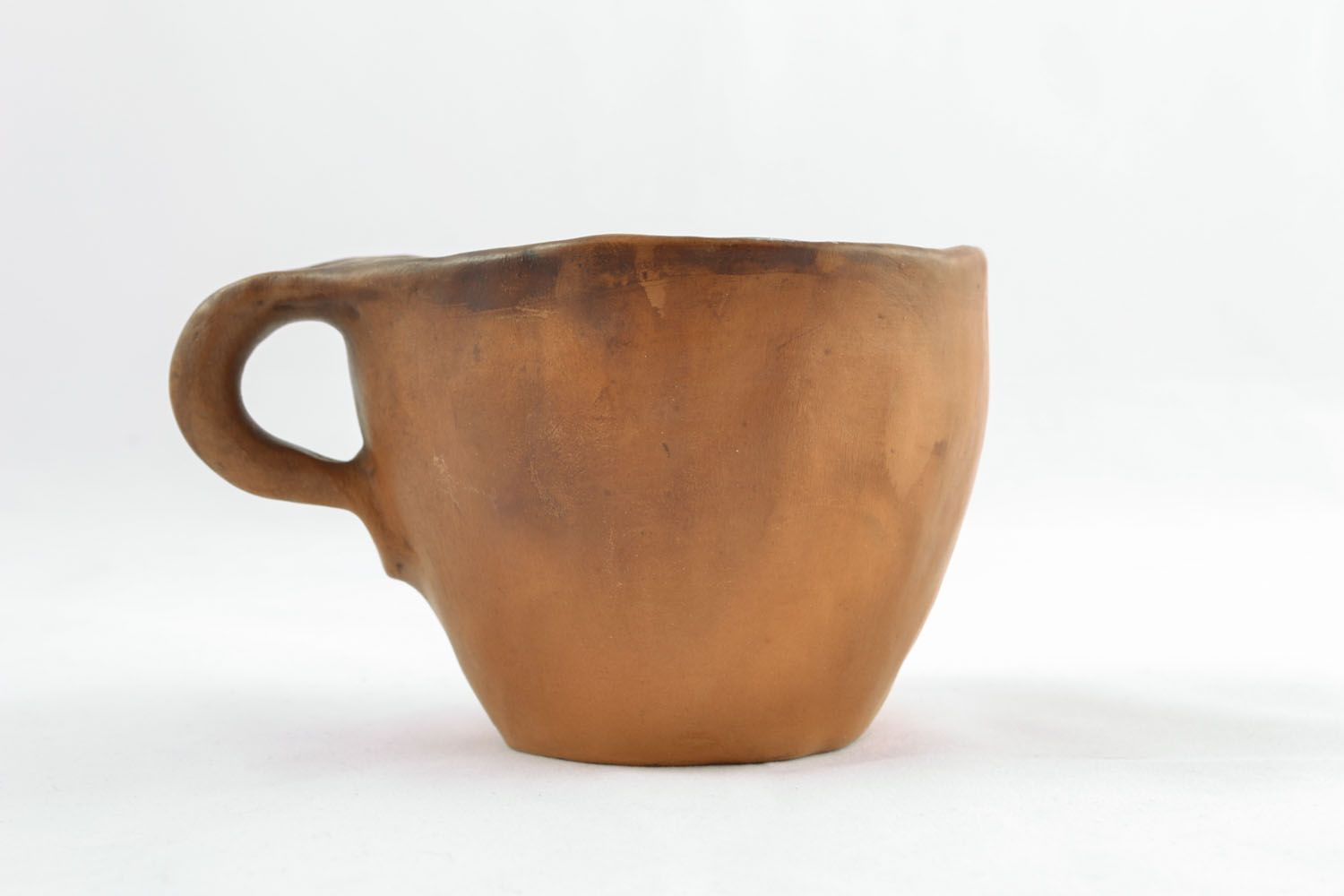 Coffee clay non-glazed cup with handle 0,83 lb photo 1