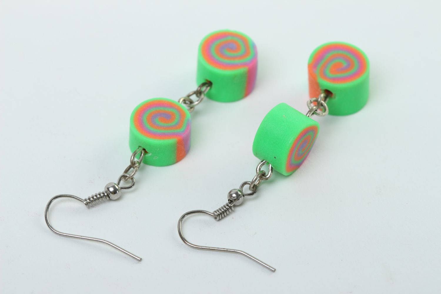 Handmade stylish accessory unusual plastic earrings cute dangling earrings photo 4