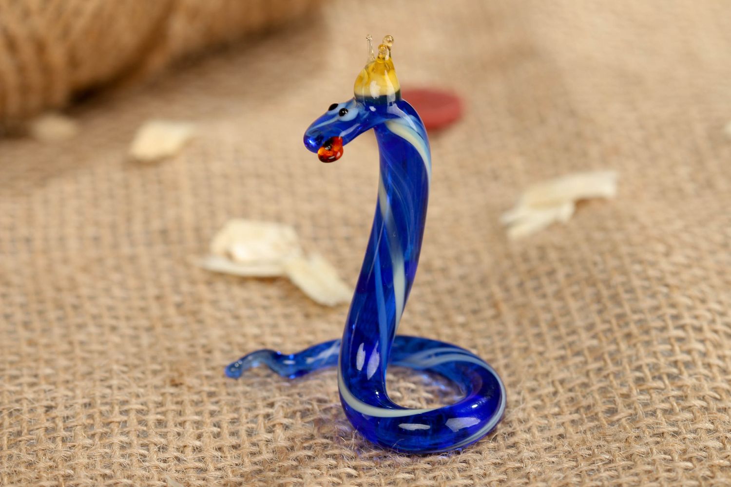 Designer glass figurine of blue snake photo 4