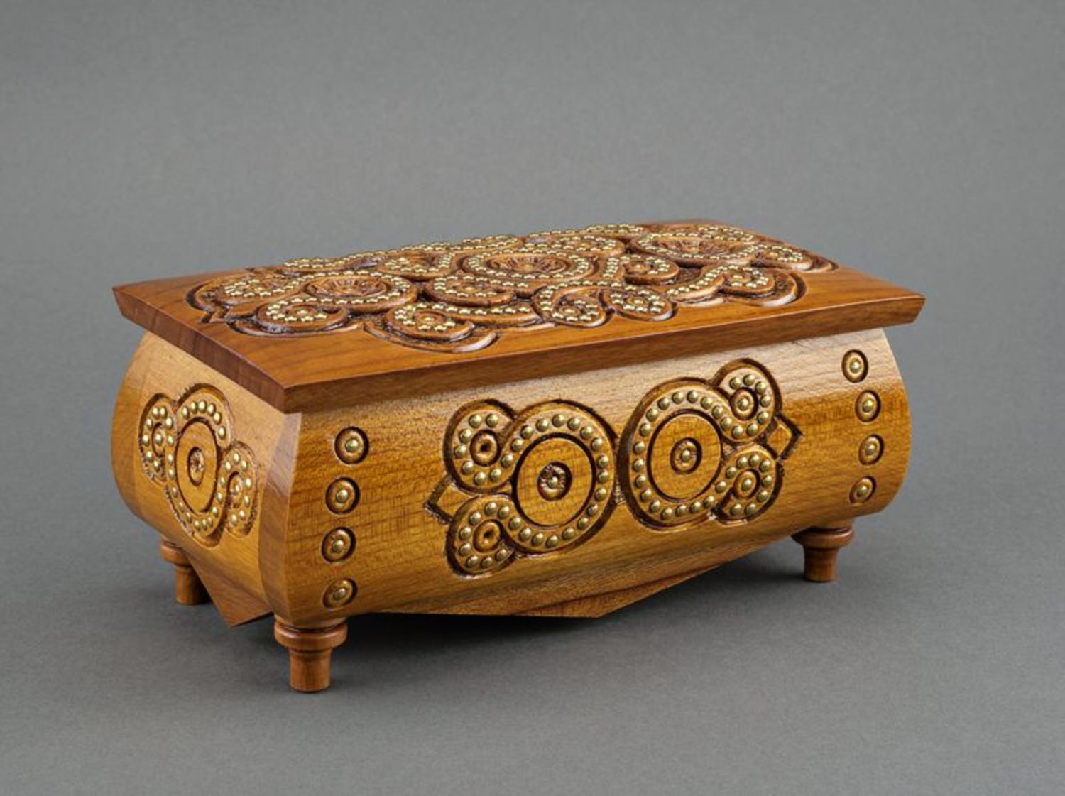 Handmade wooden carved box photo 3