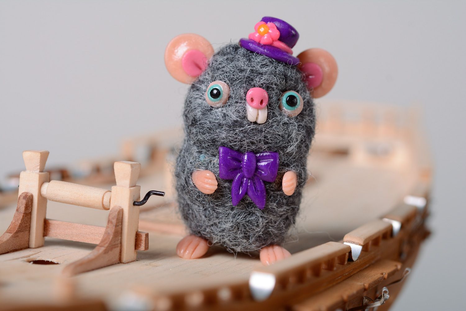 Soft toy felted of wool Mouse photo 1