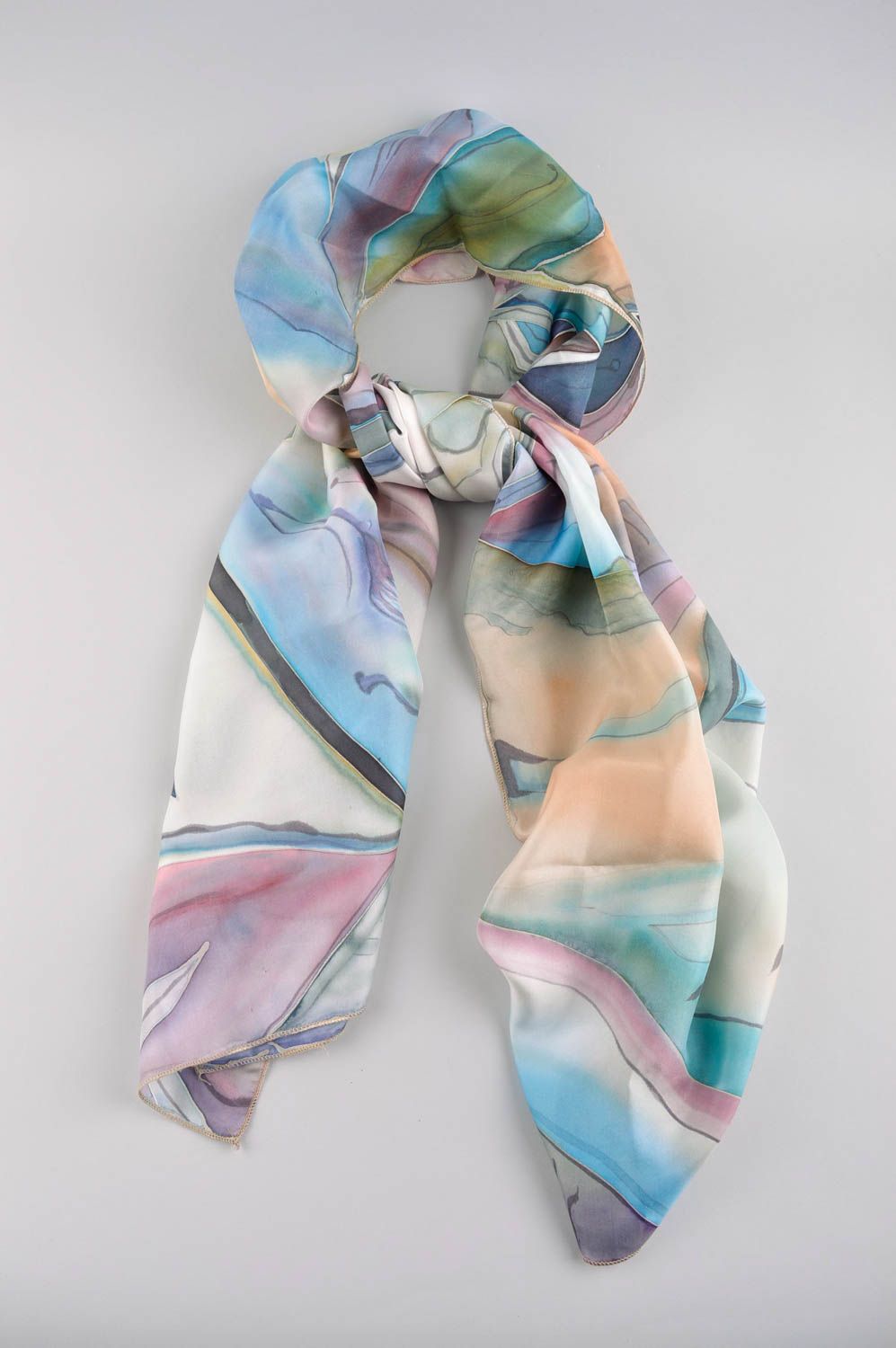 Bufanda de seda hecha a mano multicolor ropa de mujer regalo original  foto 3