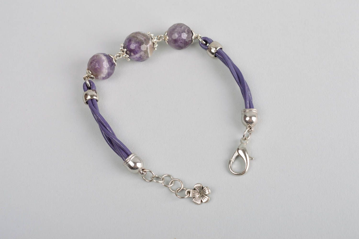 Bracelet en pierres naturelles Bijou fait main violet agate Cadeau femme photo 5