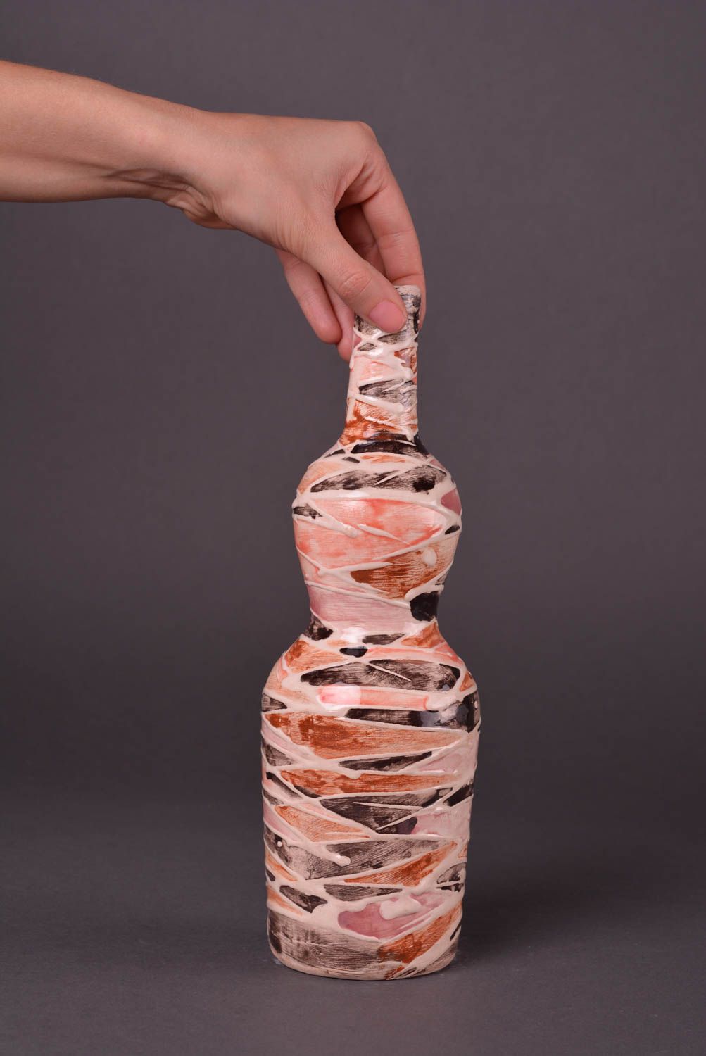 Посуда ручной работы глиняная бутылка красочная керамическая бутылка небольшая фото 2