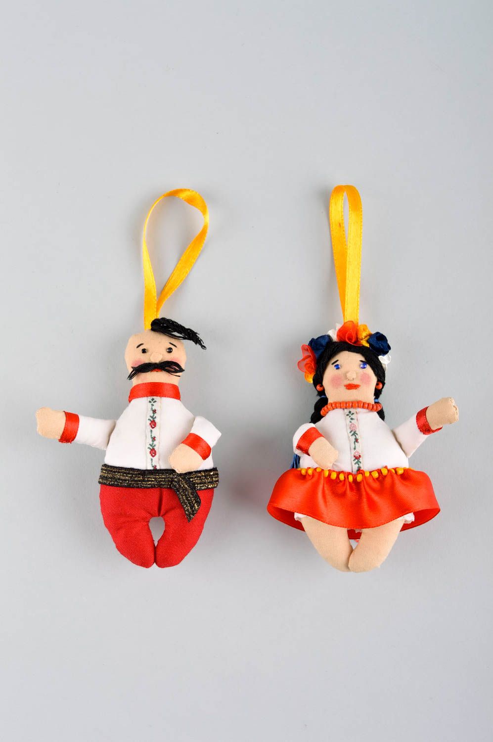 Jouets Noël faits main Suspensions décoratives 2 poupées en tissu Déco maison photo 2