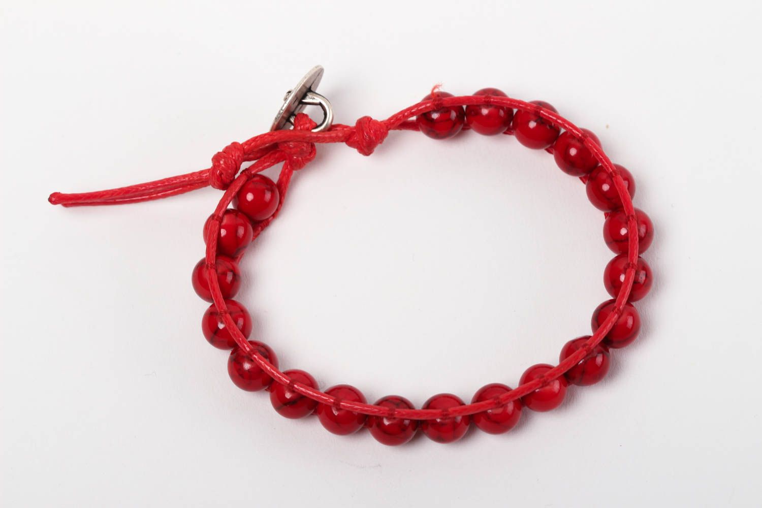 Bracelet en corail et cordon Bijou fait main rouge original Cadeau pour femme photo 2