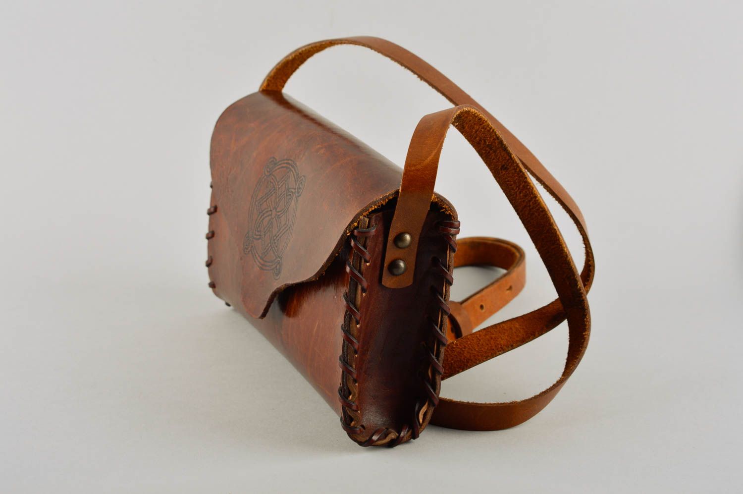 Unusual handmade leather bag leather goods shoulder bag fashion trends photo 3