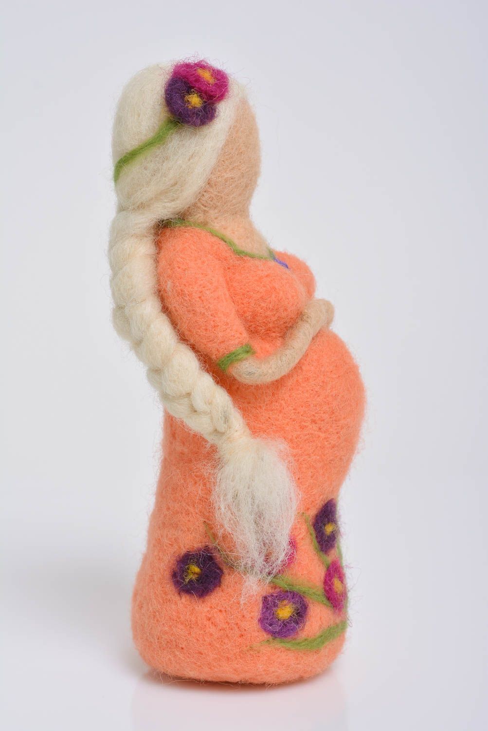 Beautiful small handmade felted wool doll for home decor collectible figurine photo 3
