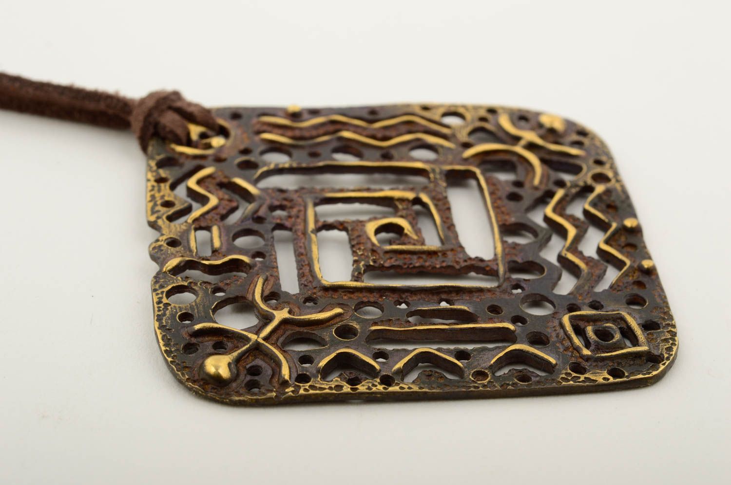 Colgante hecho a mano de cobre bisutería para mujer original accesorio de moda foto 4