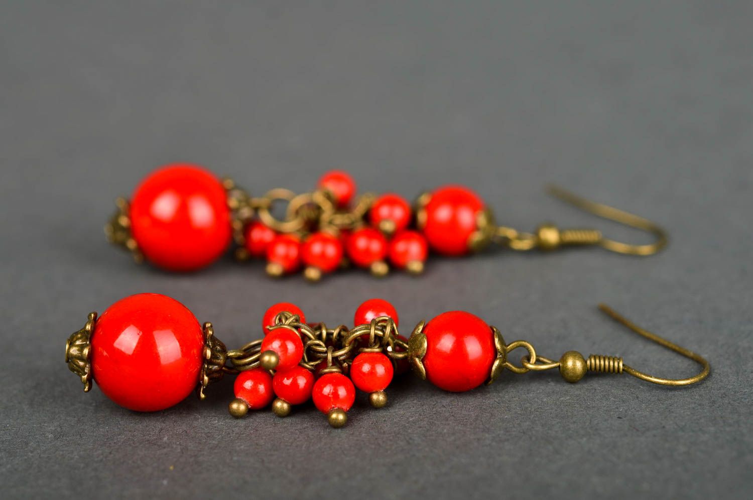 Pendientes artesanales de cuentas rojas accesorios para mujeres regalo original foto 5