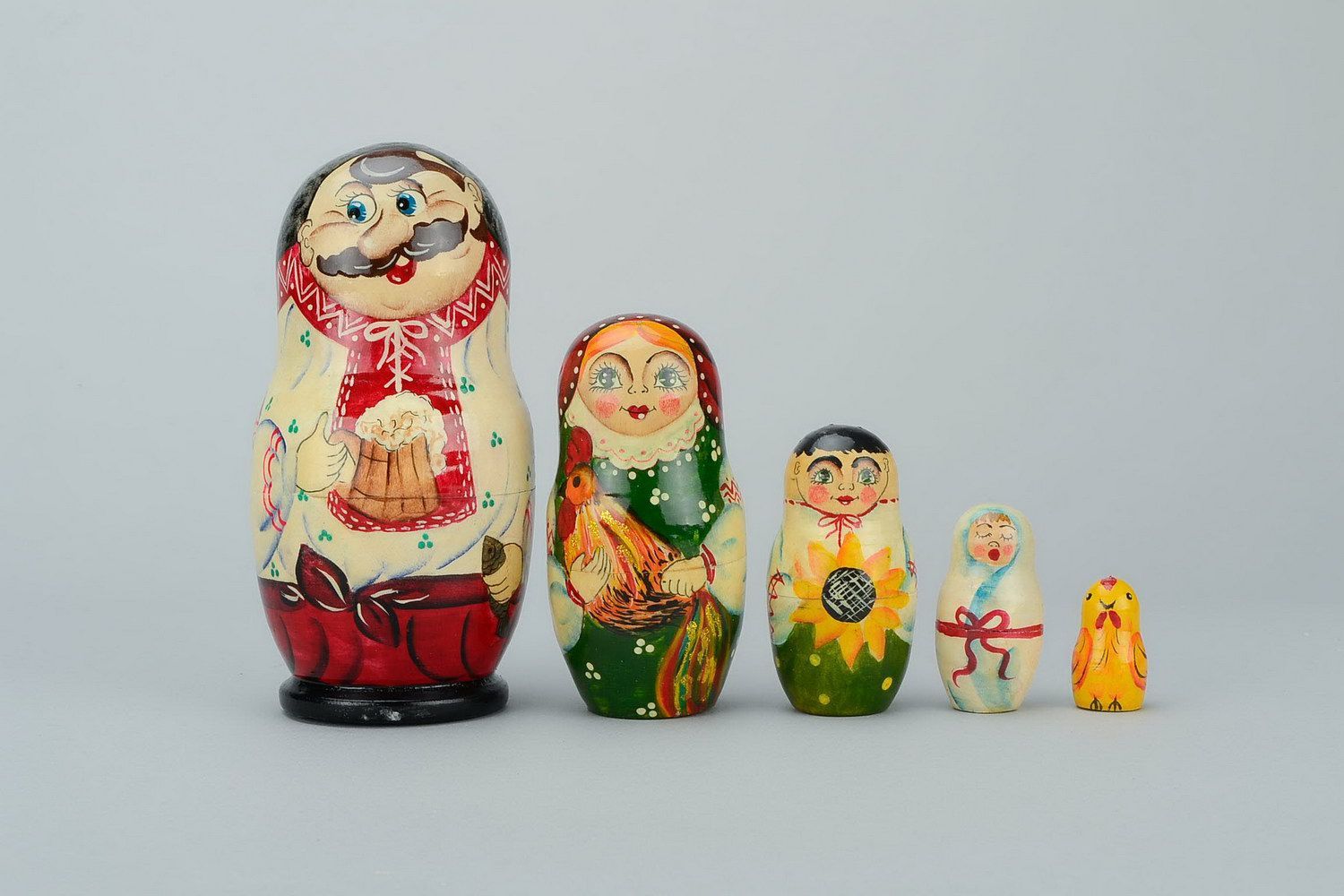 Matrioska dipinta fatta a mano decorazione da casa bambole russe di legno belle
 foto 4