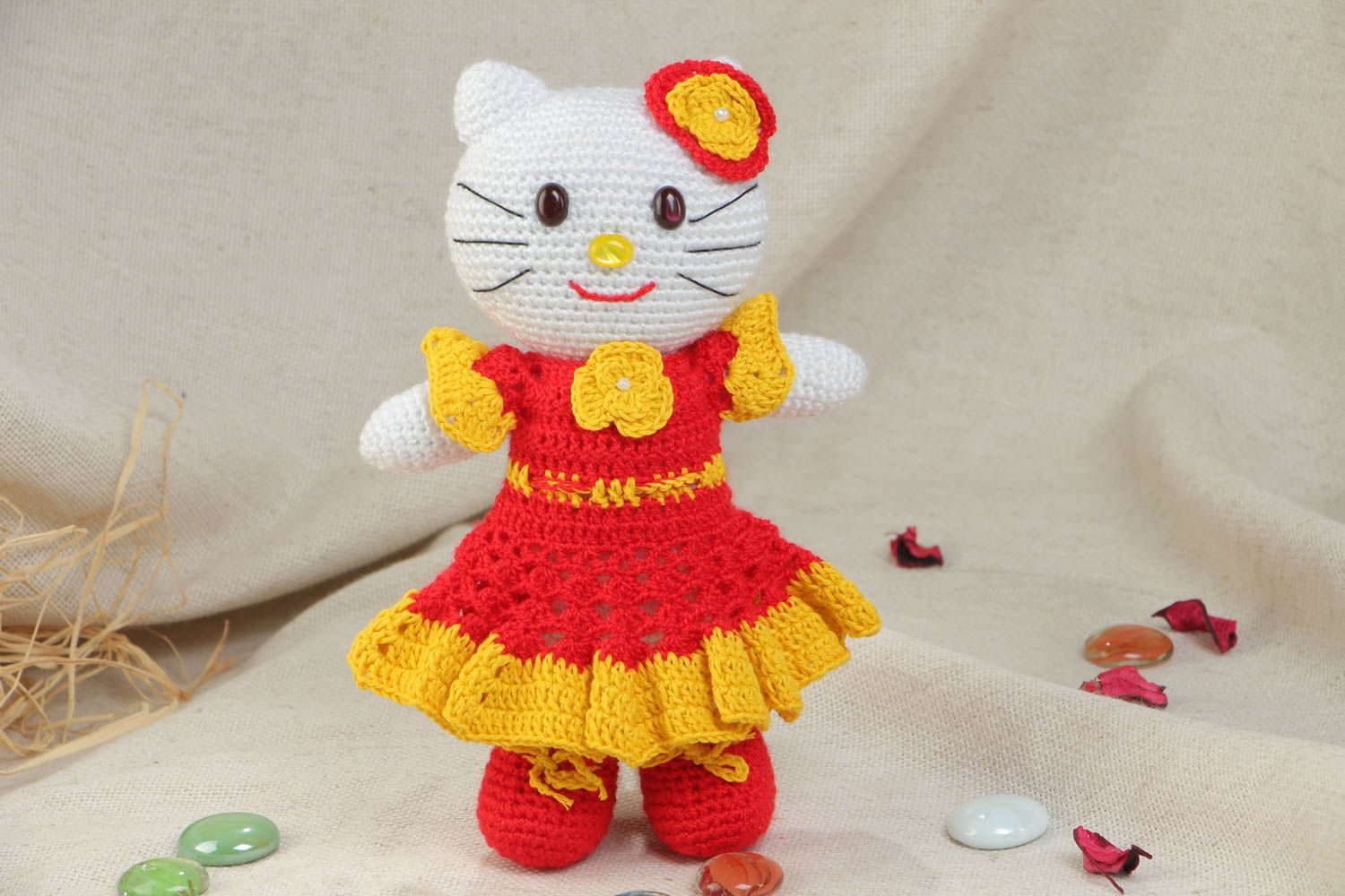 Beautiful handmade crochet soft toy kitty gift for girl photo 1