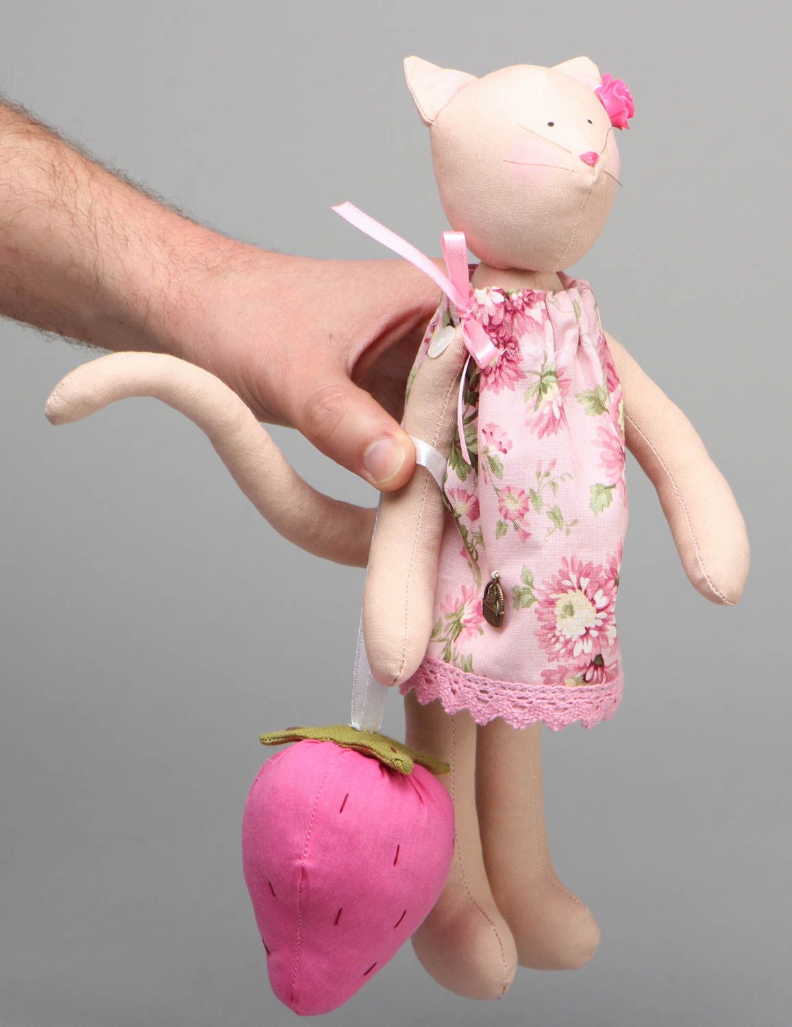 Fabric toy Cat with Strawberry photo 4