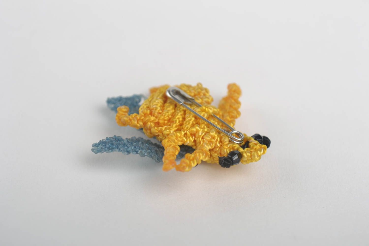 Brosche Tier handgemachter Schmuck Accessoires für Frauen in Gelb geflochten foto 3