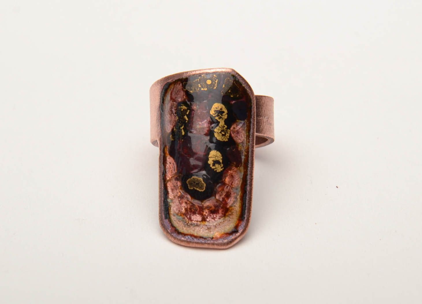 Designer copper ring with enamel painting photo 2