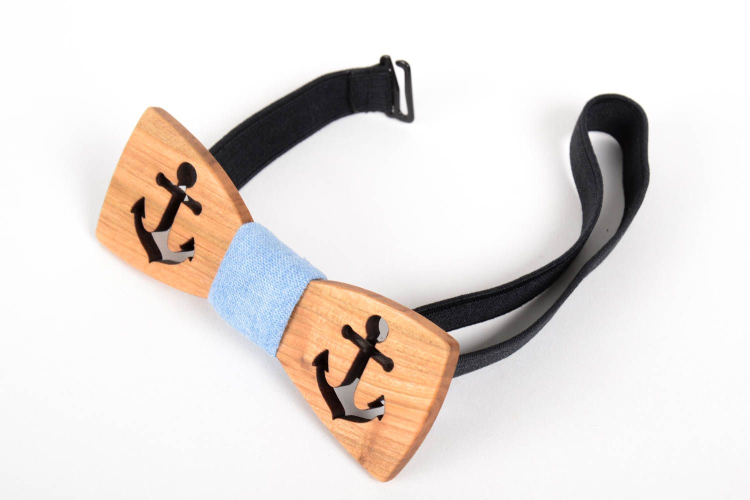 Handmade Fliege Krawatte Accessoire für Männer Fliege aus Holz mit Ankern  foto 3