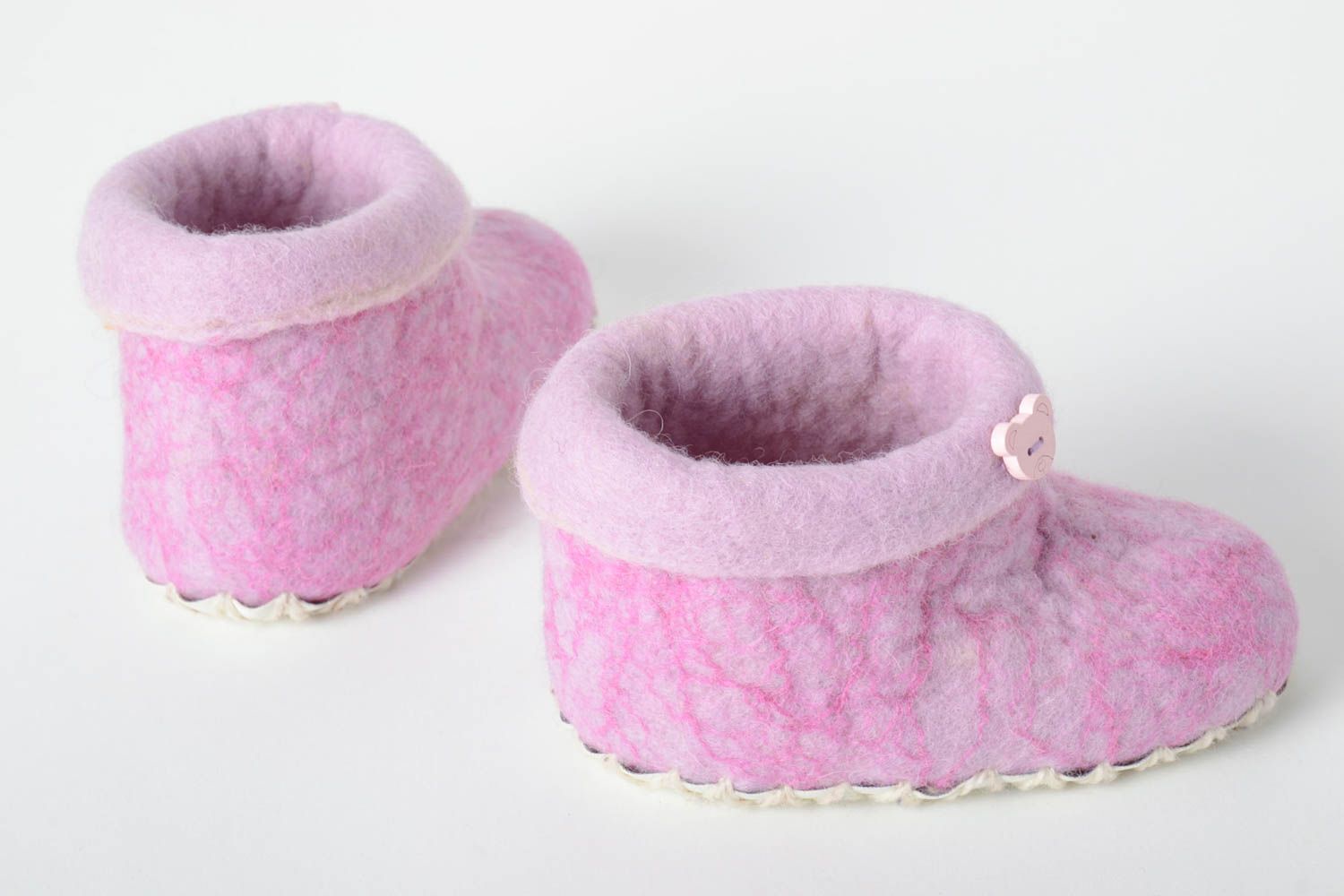 Handmade gefilzte Pantoffeln schöne Hausschuhe warme Kinderhausschuhe rosa foto 3
