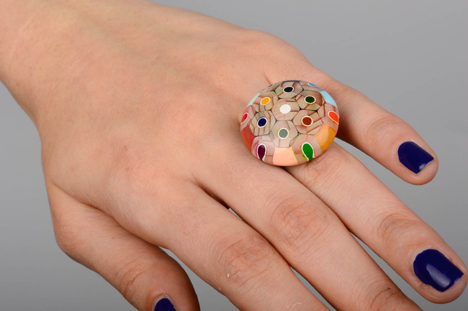 Handmade clay ring unusual designer ring designer jewelry wooden ring for girls photo 2
