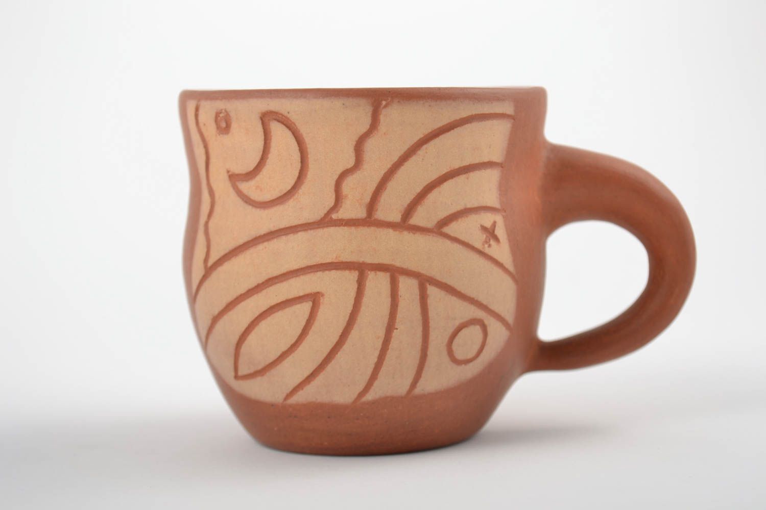 Originelle keramische Tasse aus Ton mit Bemalung handmade für Küche Dekor 180 ml foto 5