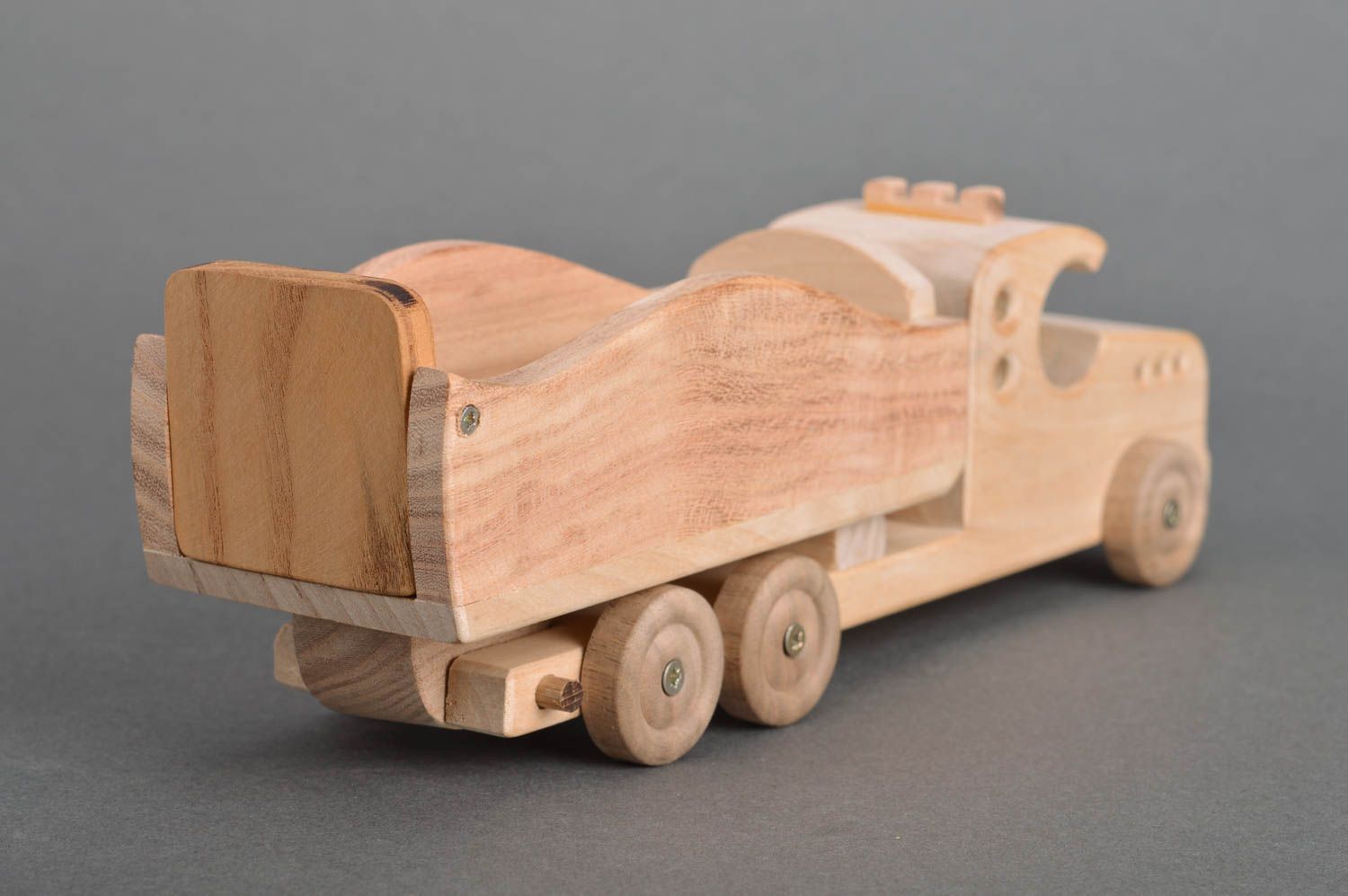 Unusual handcrafted children's wooden toy car eco friendly Dump Truck photo 4