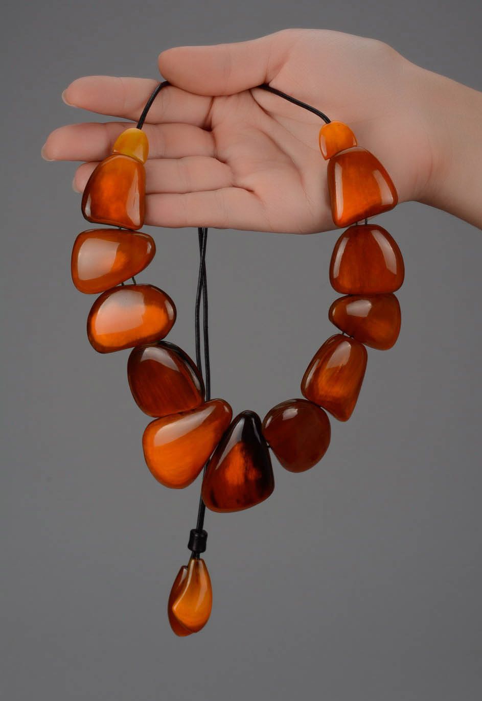Necklace made of leather and horn photo 5