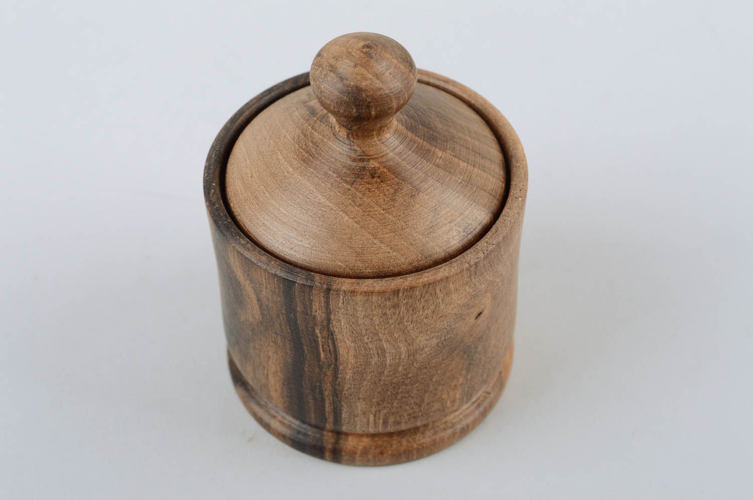 Handgefertigt Box aus Holz Salz Behälter Geschirr aus Holz mit Deckel Deko Küche foto 3