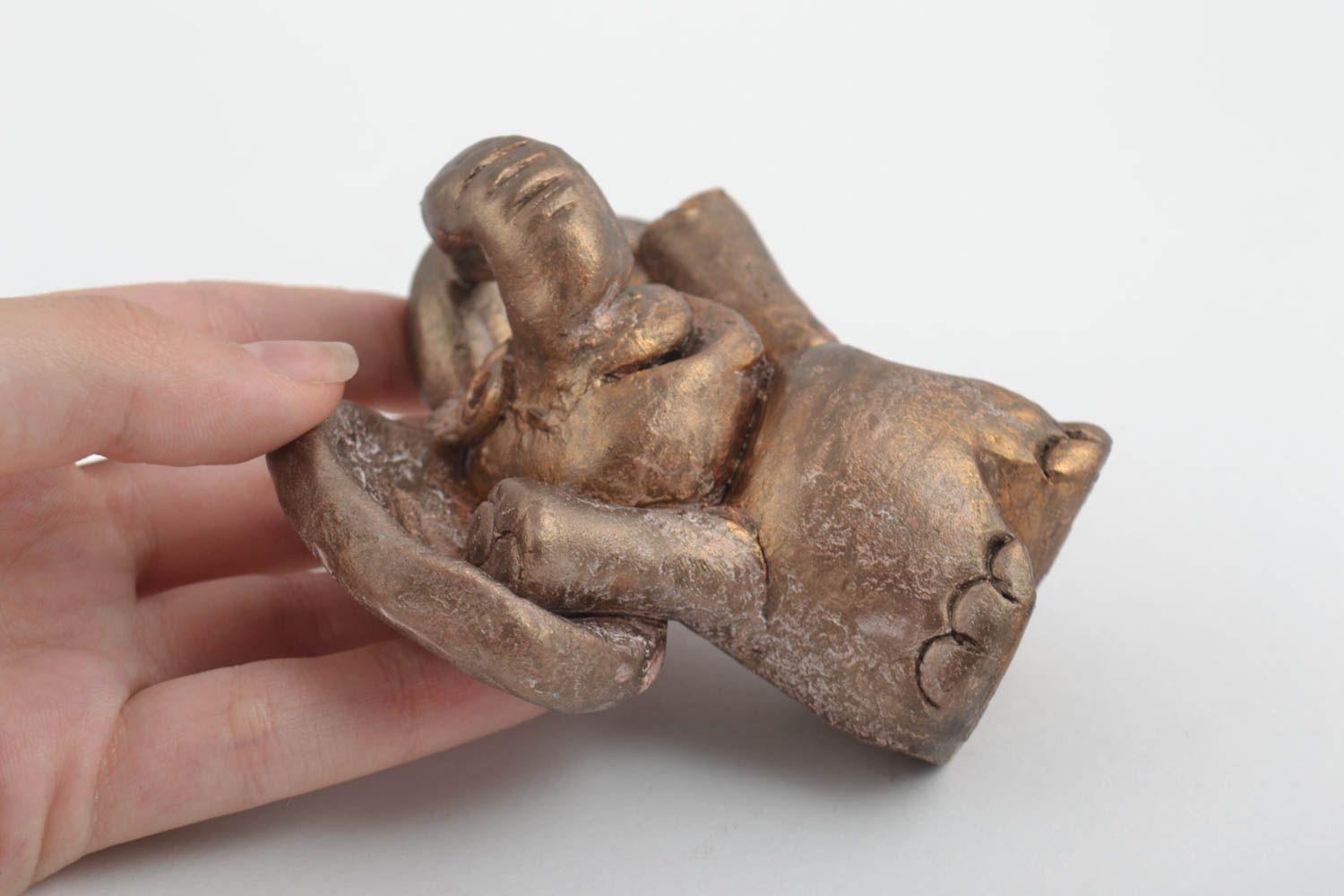 Глиняная статуэтка статуэтка ручной работы фигурка в виде слоника расписная фото 4