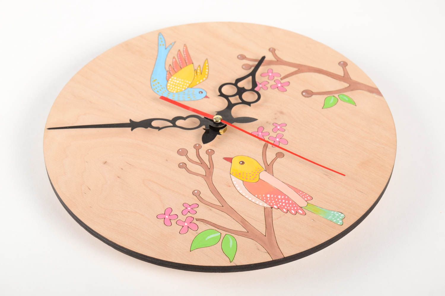Handmade Deko ungewöhnliche Uhr Wohn Accessoire Uhr aus Holz rund originell foto 2