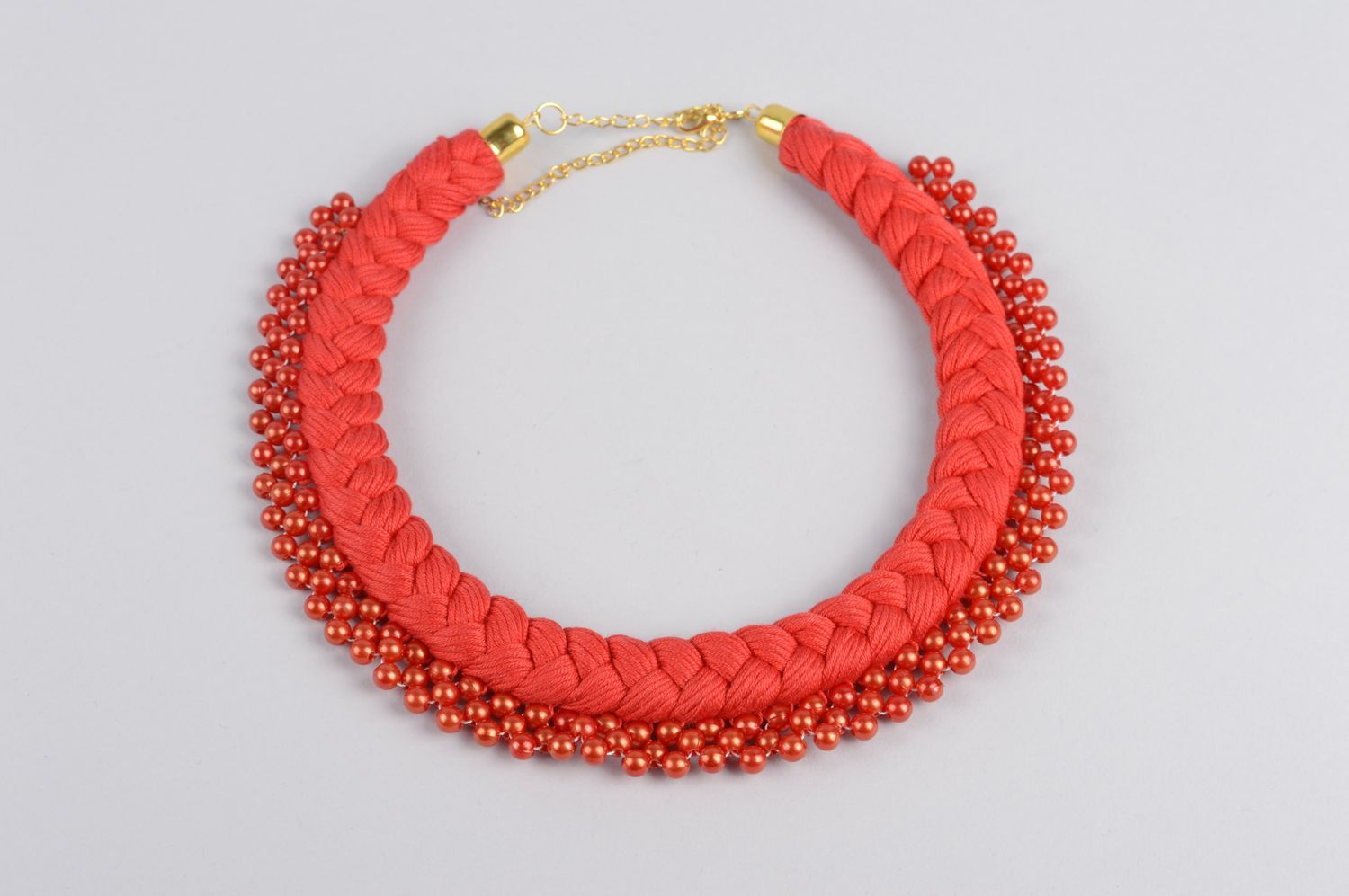 Handmade rotes Damen Collier Modeschmuck Halskette Accessoire für Frauen Zopf foto 1