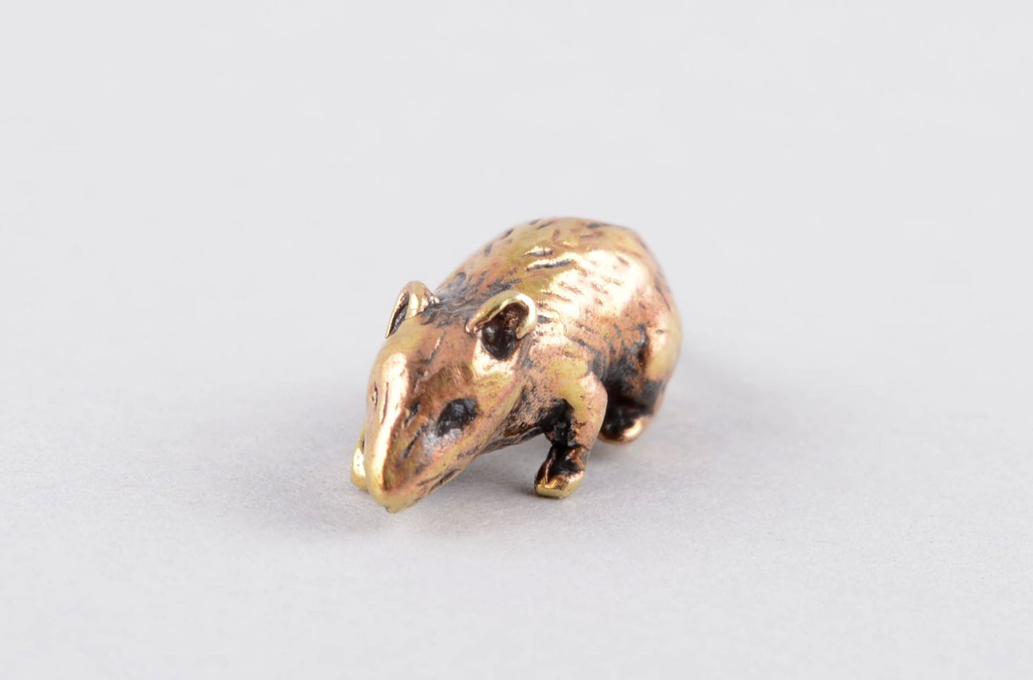 Mini Figurine souris faite main en bronze Décoration d'intérieur cadeau photo 3