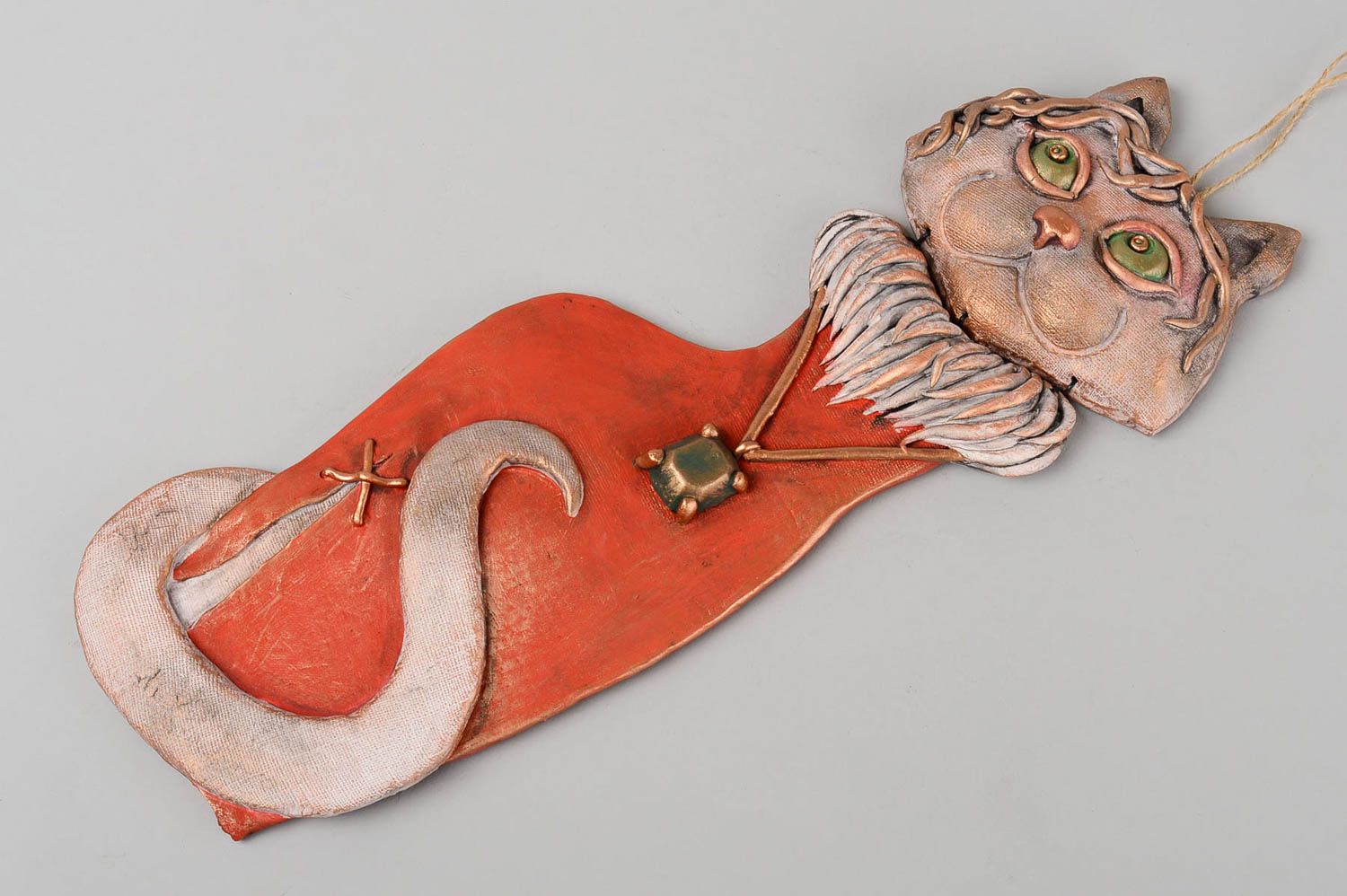 Figura de barro gata hecha a mano decoración de hogar figuras decorativa foto 3