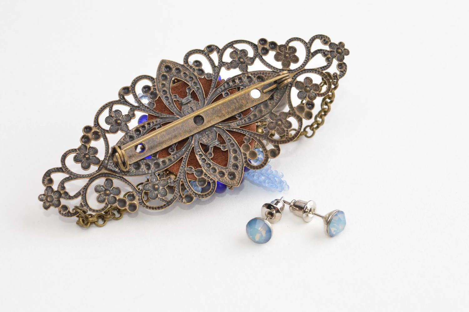 Vintage brooch handmade stud earrings fashion bijouterie designer jewelry photo 4
