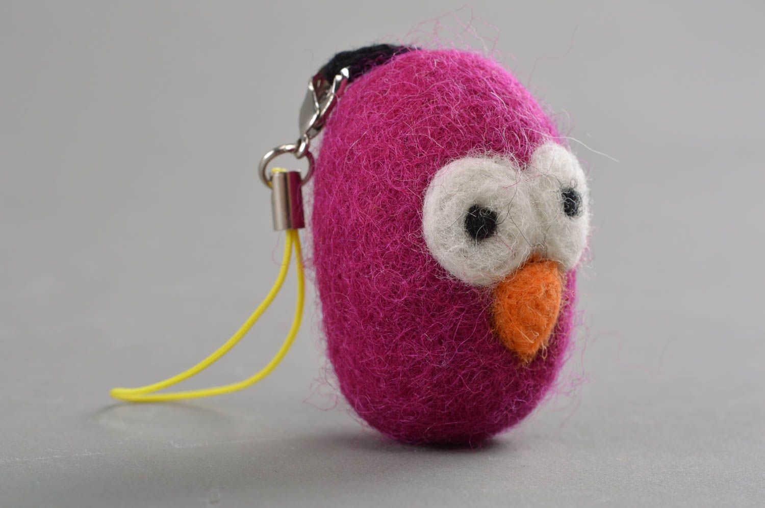 Porte-clé breloque en laine fait main en forme d'oiseau bel accessoire photo 3