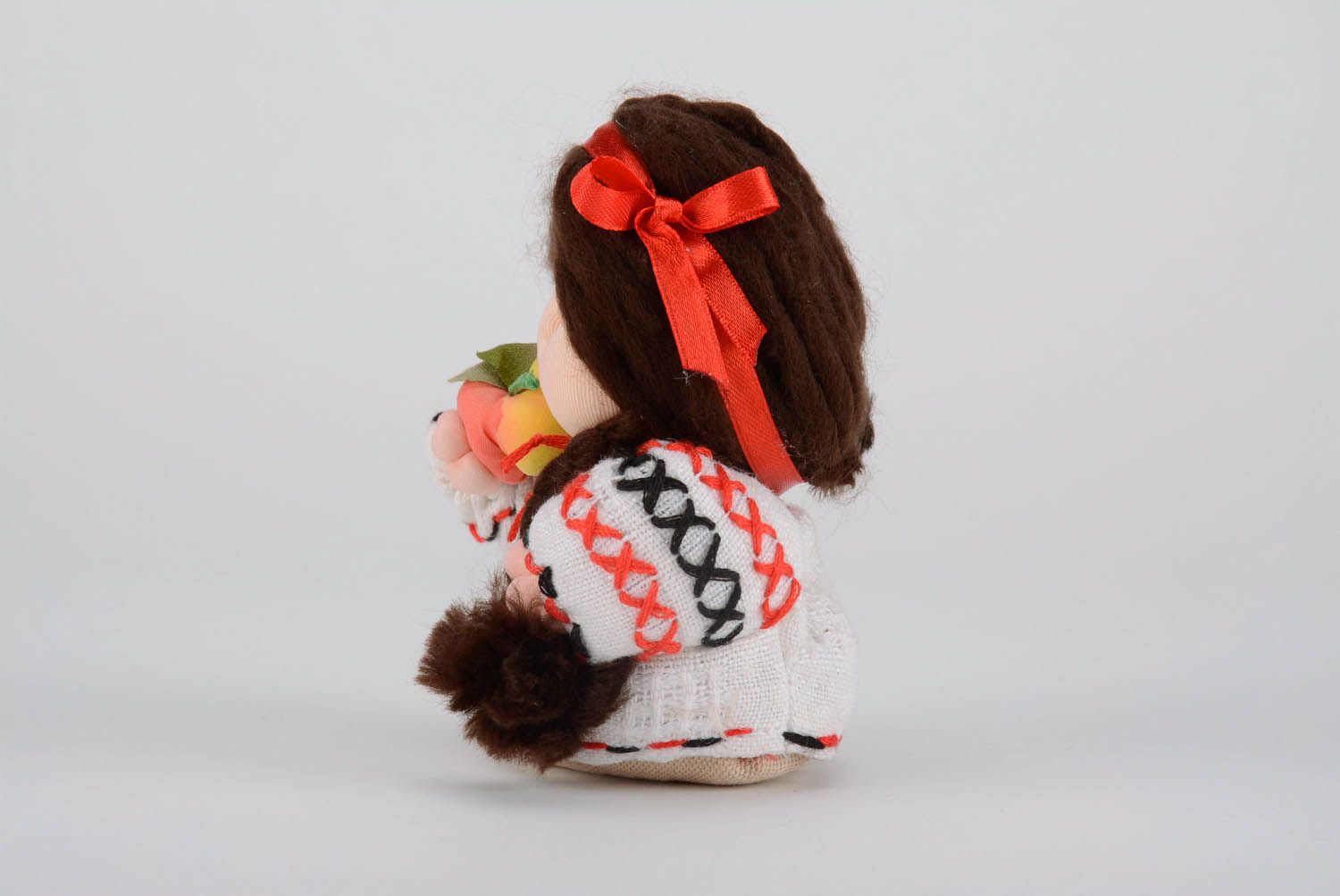 Textile doll Mari in embroidered shirt photo 3