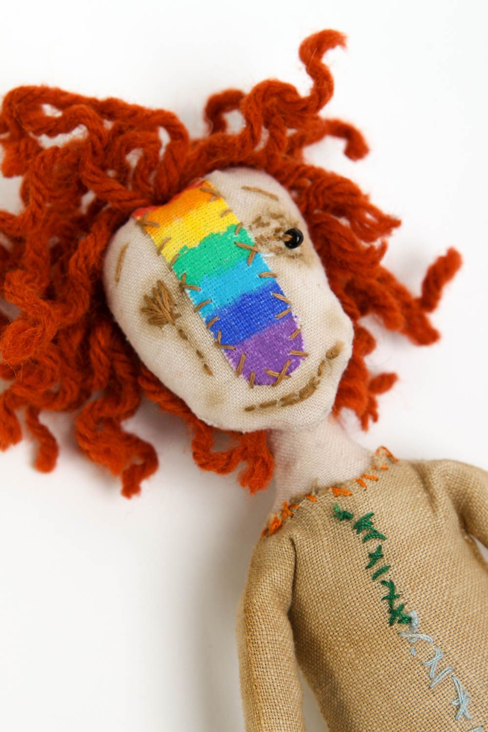 Bambola in cotone fatta a mano pupazzo tessile originale e decorativo foto 2