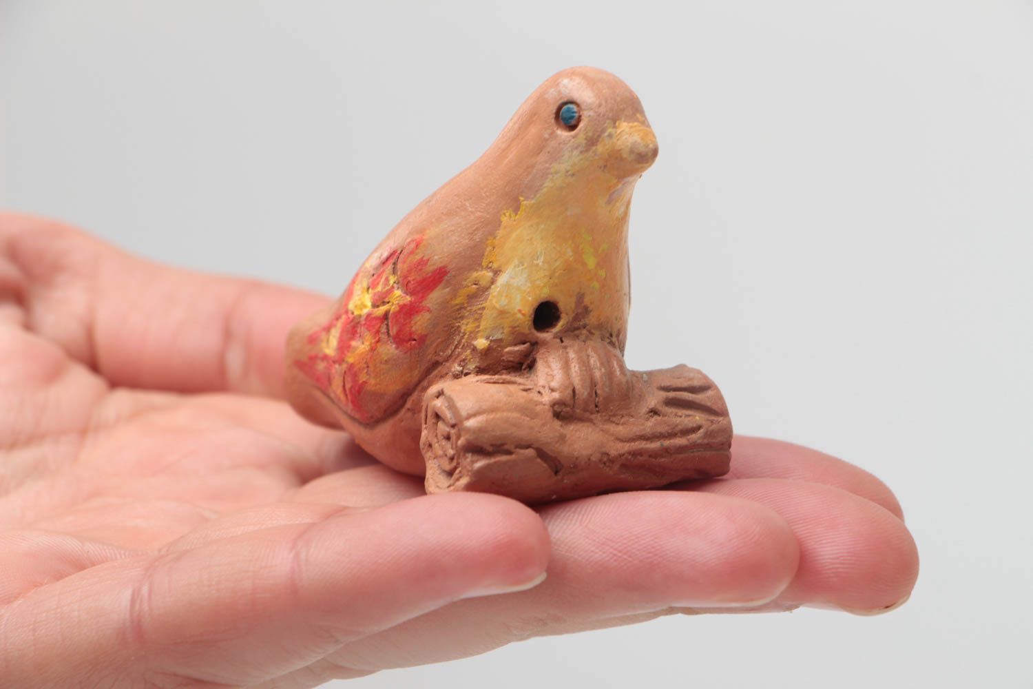 Ceramic handmade designer beautiful whistle with painting Bird photo 5