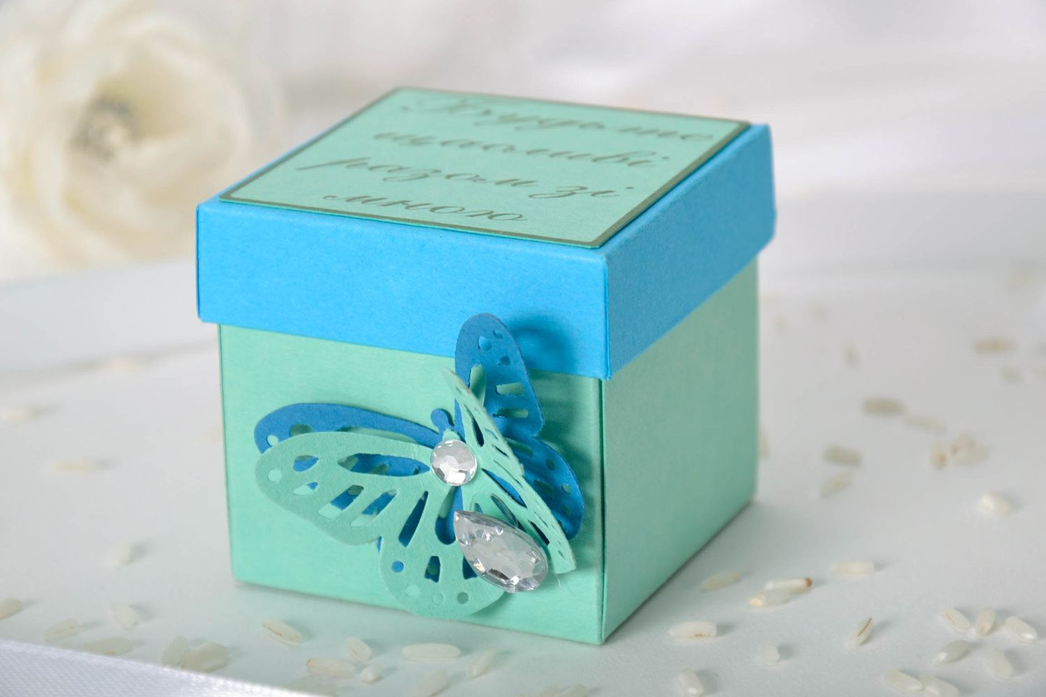 Boîte à bonbons faite main de couleur bleue  photo 1