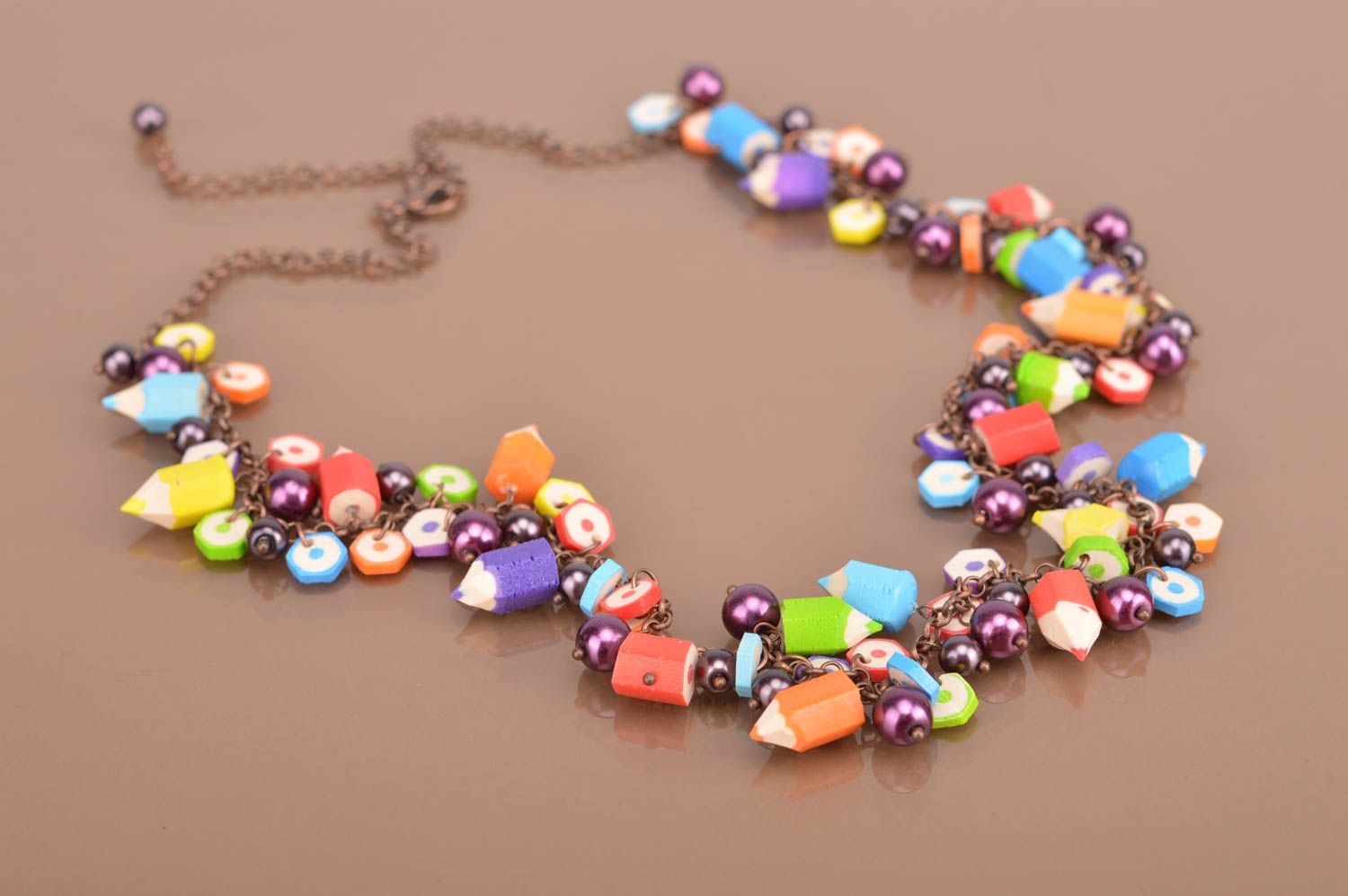 Unusual handmade polymer clay necklace funny plastic necklace jewelry designs photo 2