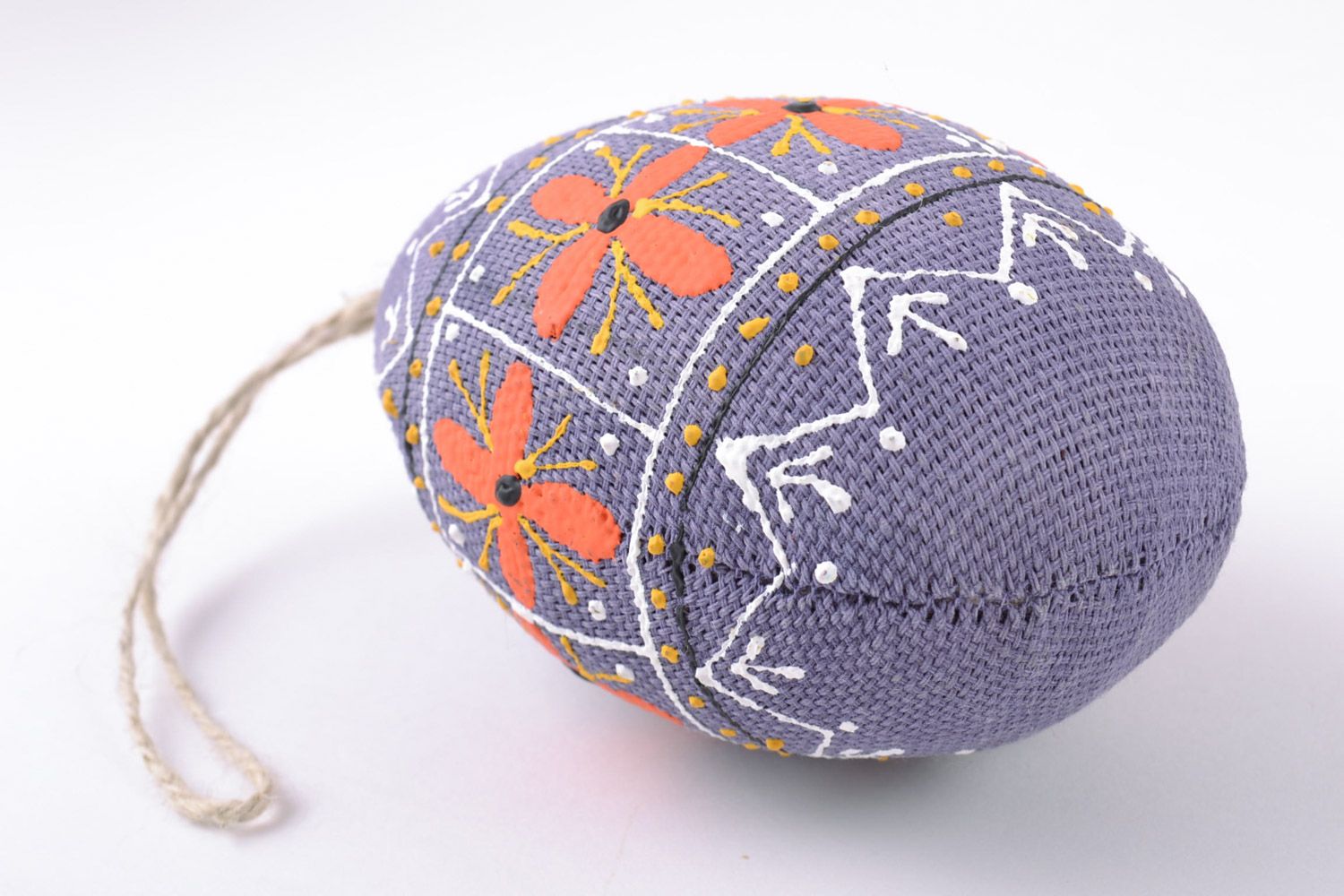 Пасхальное яйцо из ткани с петелькой подарок на праздник цветное ручной работы фото 3