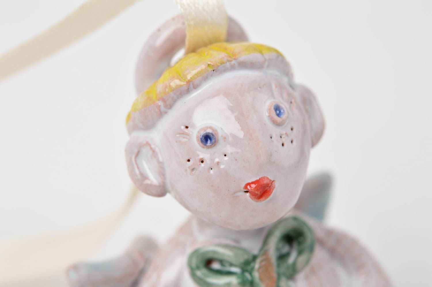 Ton Glöckchen handmade Deko zum Aufhängen Anhänger Keramik Engel Figur  foto 6