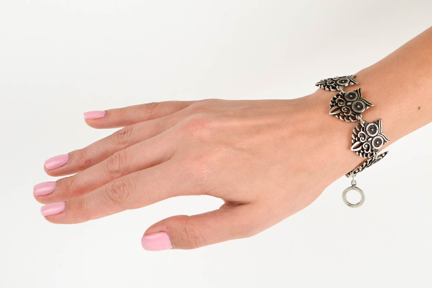 Handmade Modeschmuck Armband Eulen aus Metall Designer Schmuck Frauen Accessoire foto 2