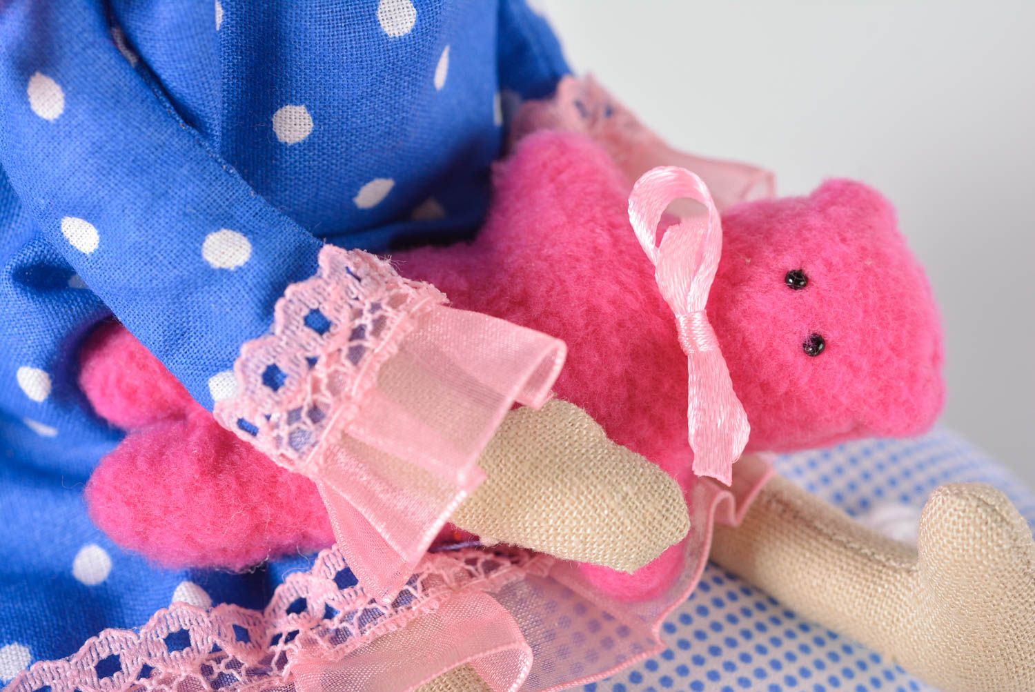 Decorative fabric doll handmade stuffed toy present for baby nursery decor photo 4
