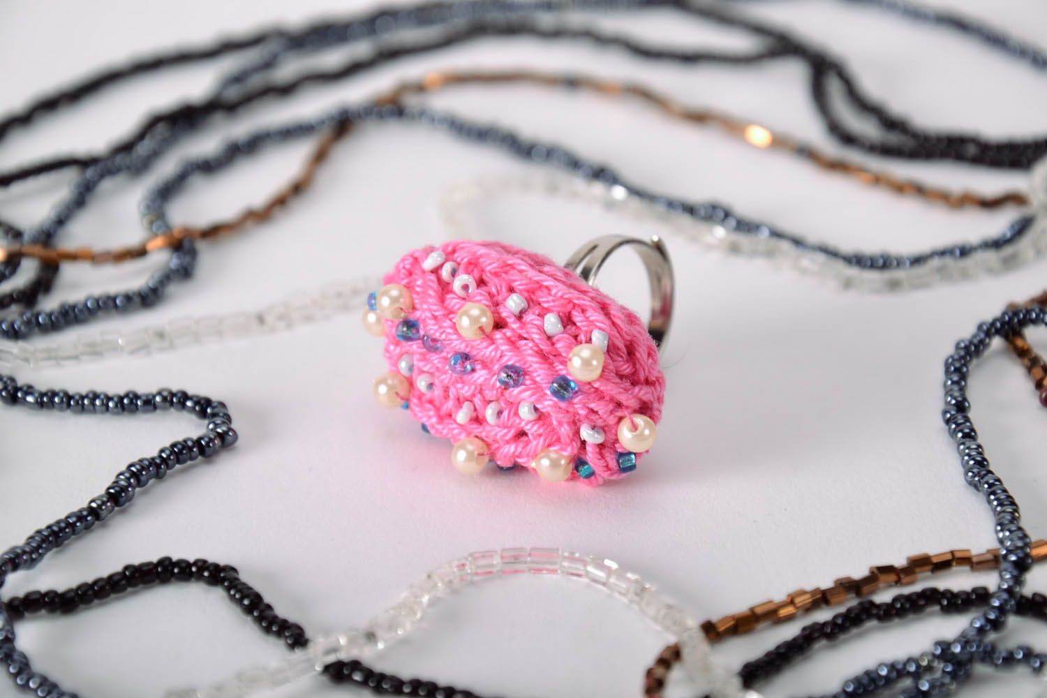 Handmade Frauen Ring handgemachter Schmuck Accessoire für Frauen rosa stilvoll  foto 1