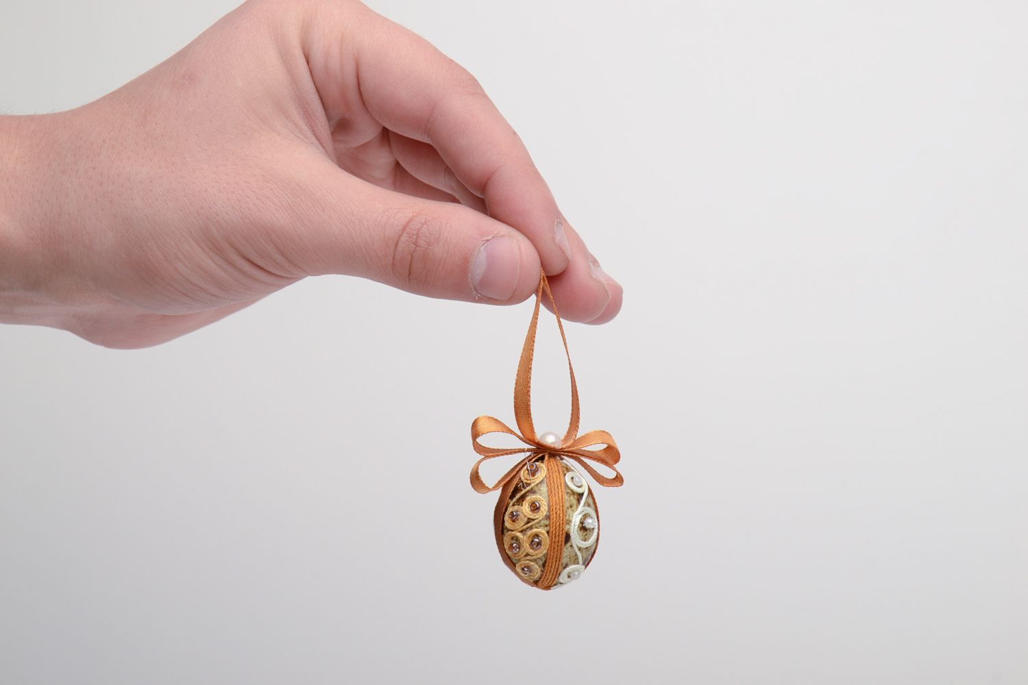 Interior pendant in the shape of beaded quail egg photo 5