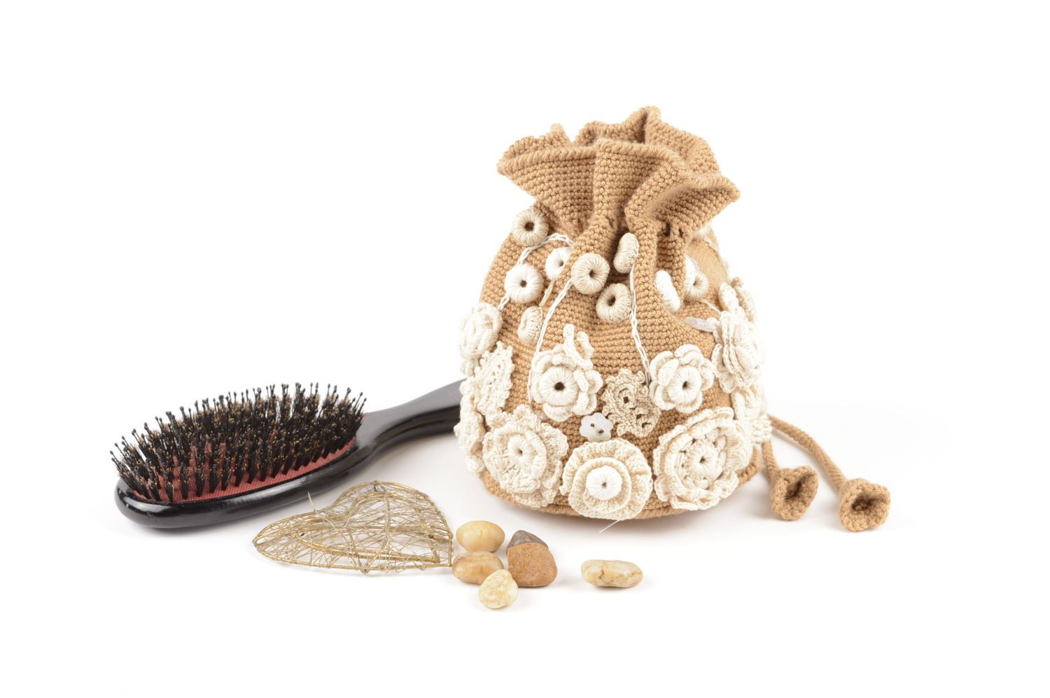 Handmade crocheted beautician designer bag for cosmetics unusual beautician photo 1