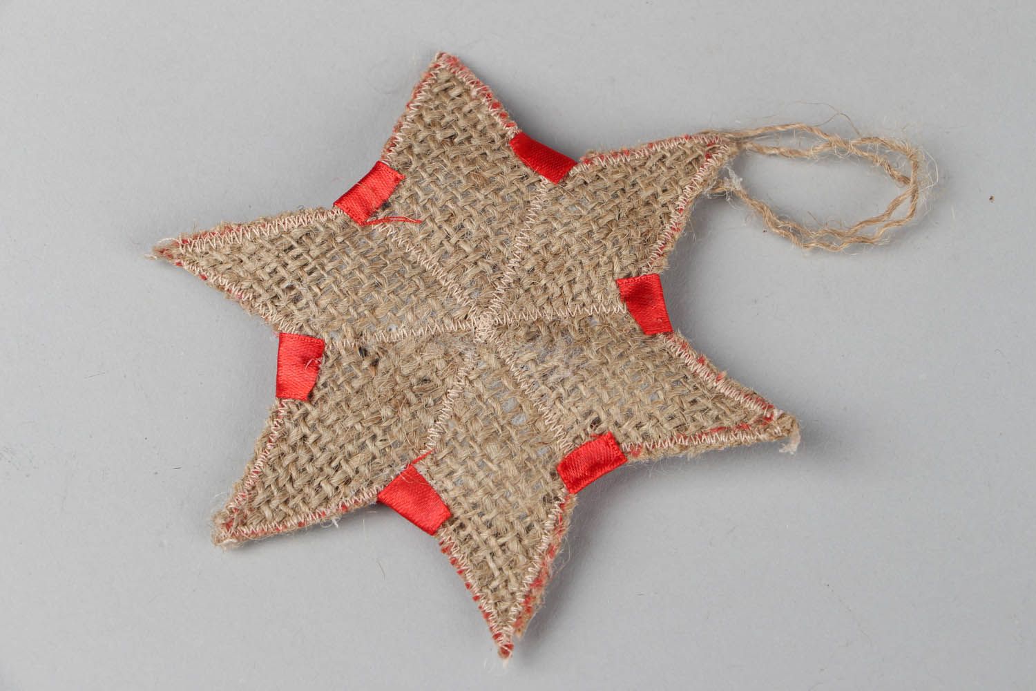 Jouet de Noël fait main en tissu en forme d'étoile photo 3