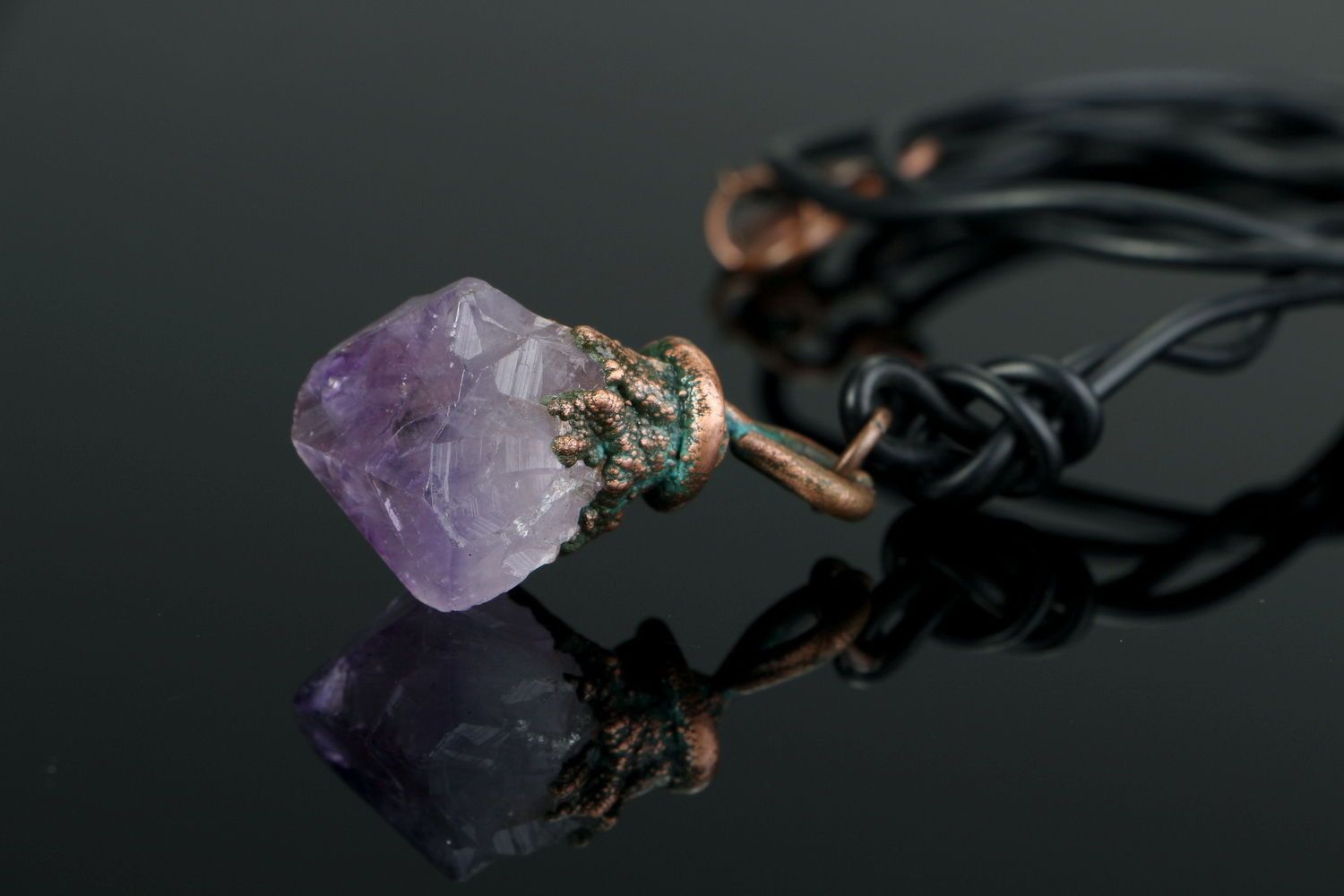 Copper pendant with amethyst photo 1