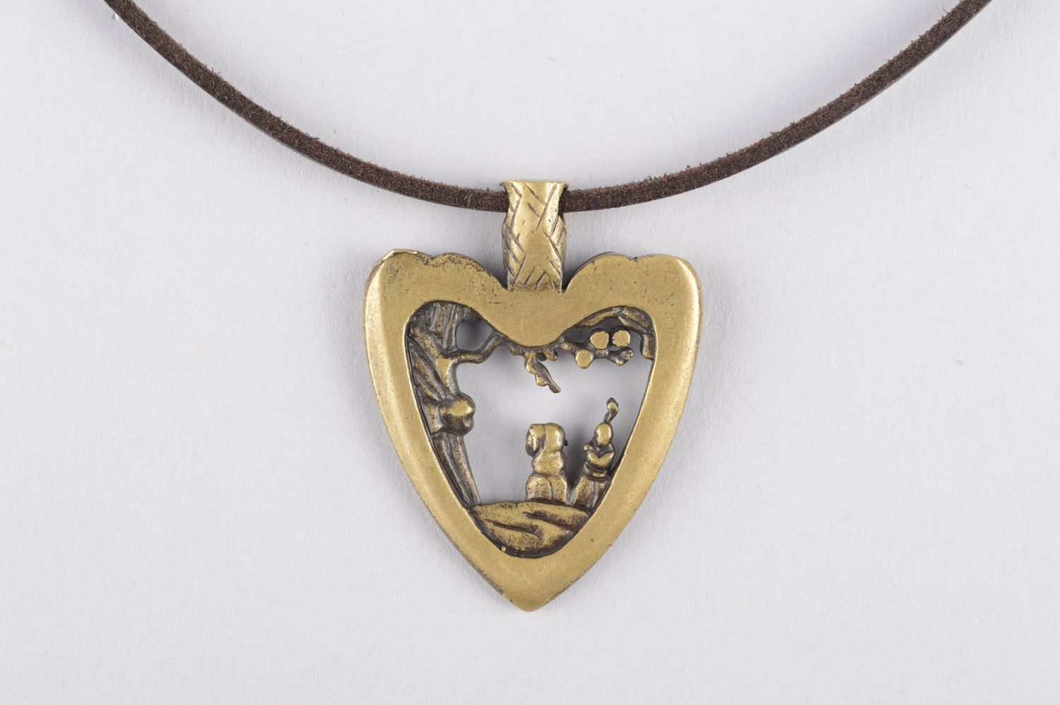 Handmade pendant bronze necklace metal pendant bronze jewelry heart pendant  photo 5