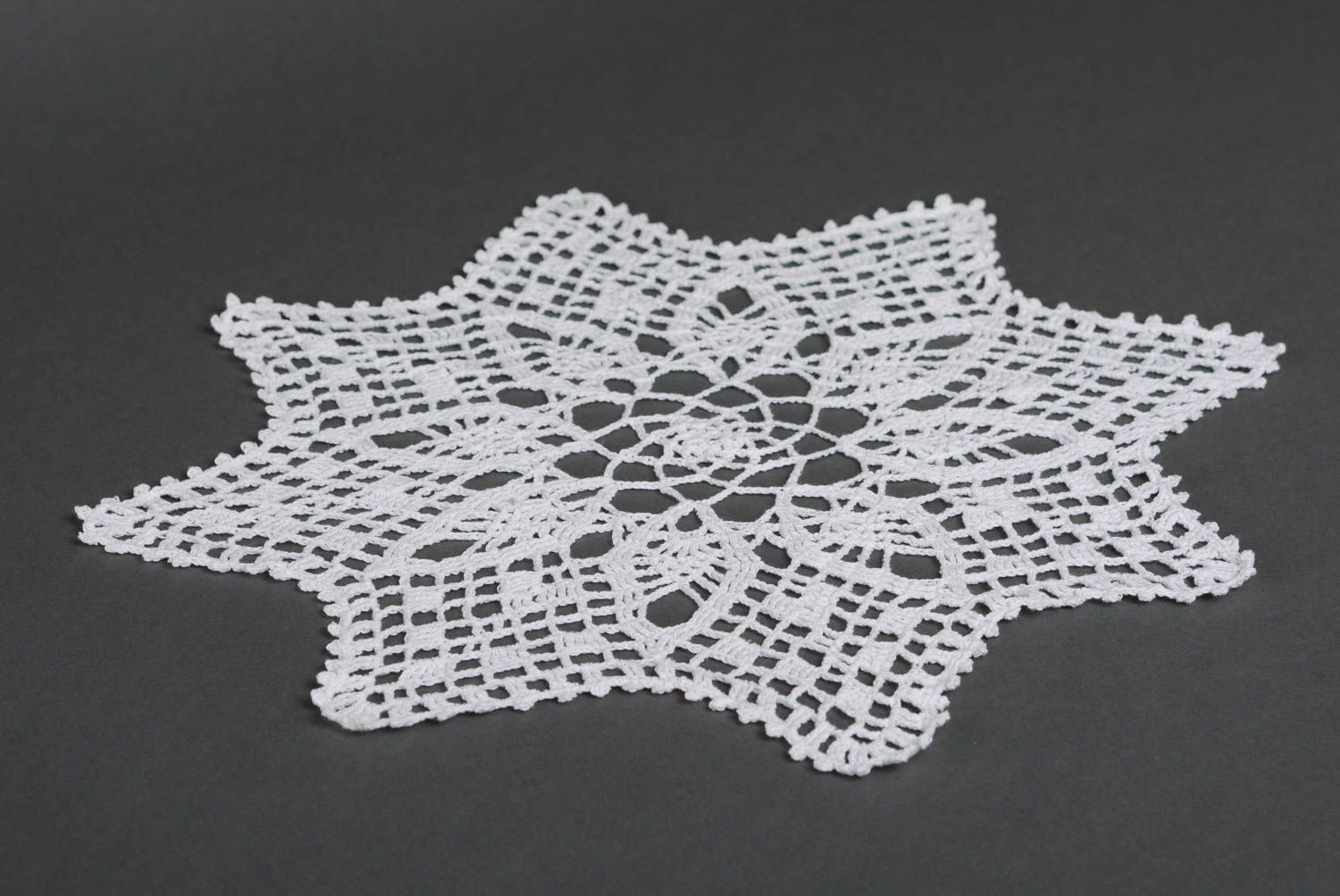 Handmade decorative interior crochet lace napkin for table decor photo 1